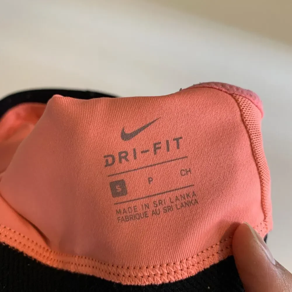 Nike Sports Bra Womens S Small Salmon Black Dri Fit Open Crossback‎ Unpadded